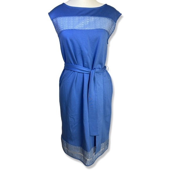 ⭐️ANN TAYLOR Cornflower Blue Shift Dress with Waist Tie - Picture 1 of 8